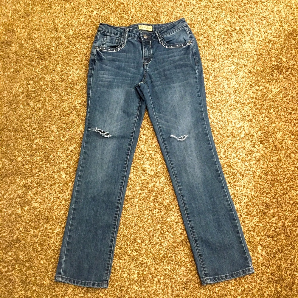 Women’s Earl Jean; Decorative Stitching & Bling; Size 2P